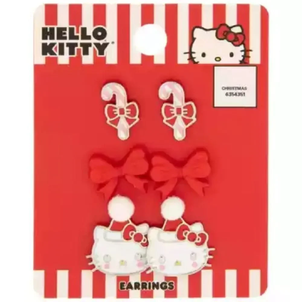 New 3 Festive Hello Kitty Earrings NWT